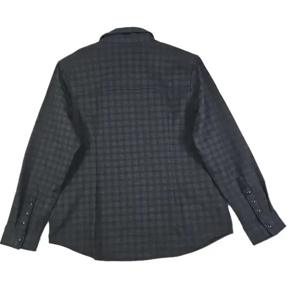 Scott James ~Men's Size XL~ Heavy Shirt Navy/Black Plaid Pearl Snap Button Down.